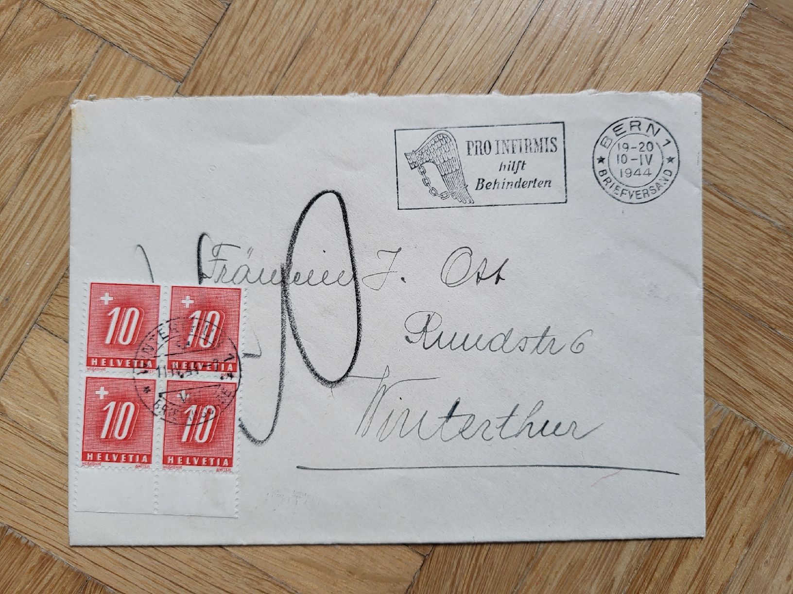 Tutti i francobolli: 1944, Brief von Bern nach Winterthur – Usato da stäfa venduto da brandy66