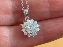 Luxus Elegante Zirkonia Kette Farbe : Silber weiss