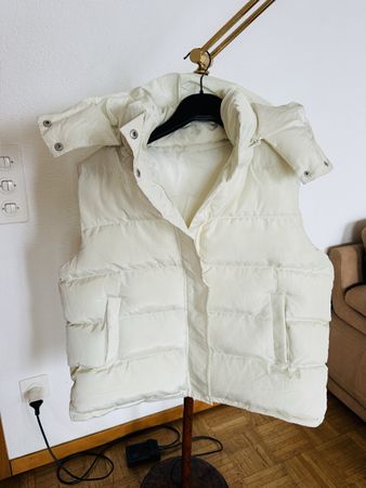 Gilet imbottito bianco con cappuccio taglia unica nuovo