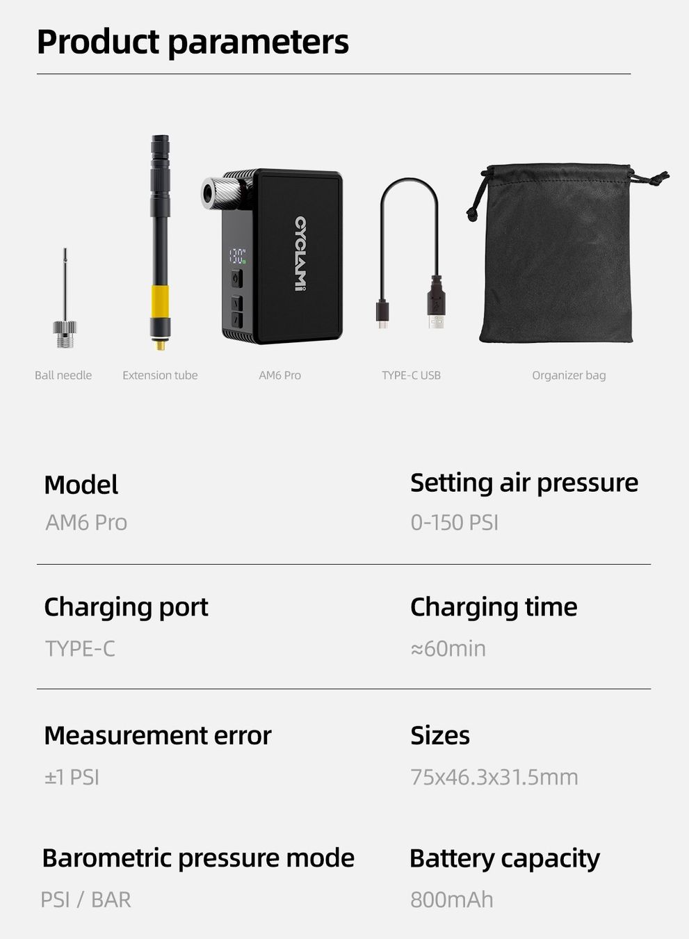 CYCLAMI AM6 Pro Smart Electric Mini Pump Drahtlose Luftpumpe (Neuf avec ...