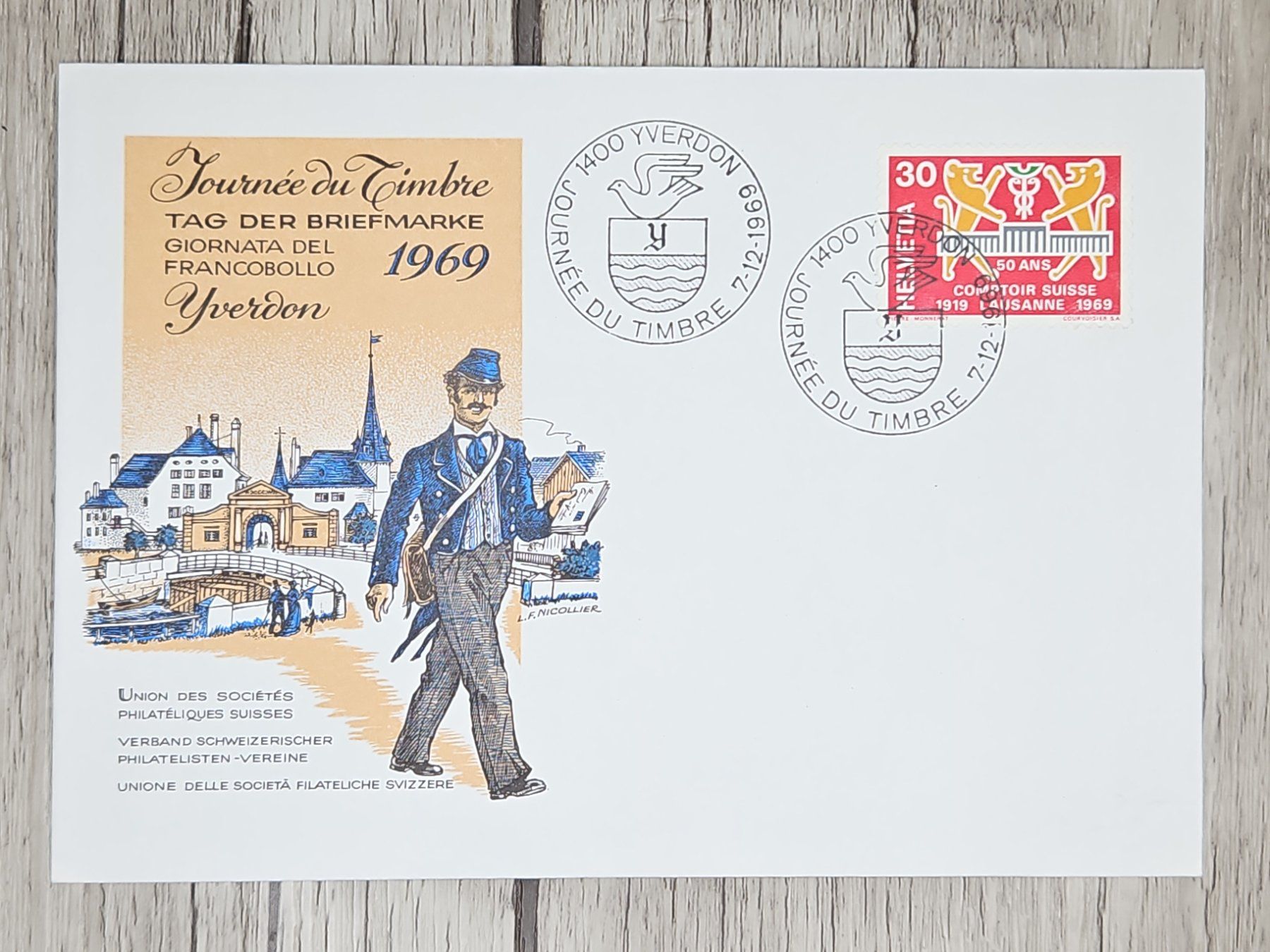Tutti i francobolli: CL09 Enveloppe + Timbre Suisse 1969 – Usato da Cousset venduto da Patrick_Collections