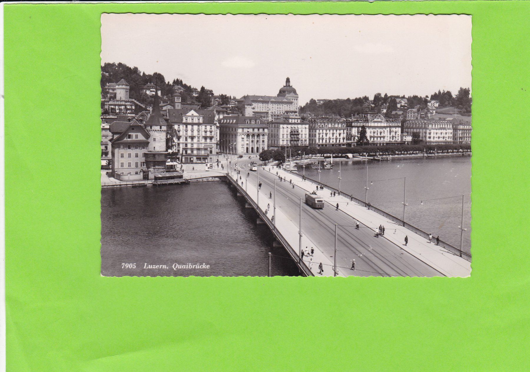 Cartoline postali: Luzern-Quaibrücke-Oldtimer-belebt – Usato da St. Peterzell venduto da neckertal