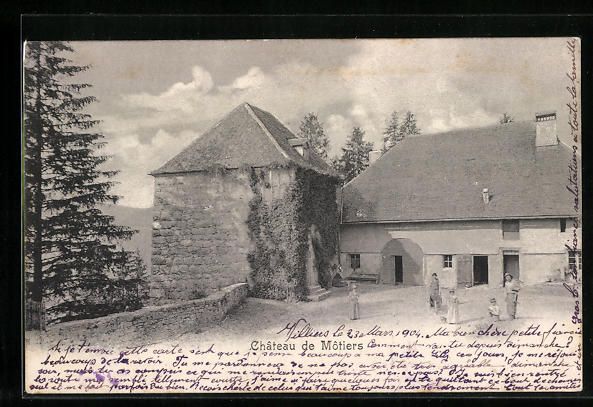 Cartoline postali: AK Motiers, le Chateau, 1904 – Usato da Berlin venduto da bartko-reher