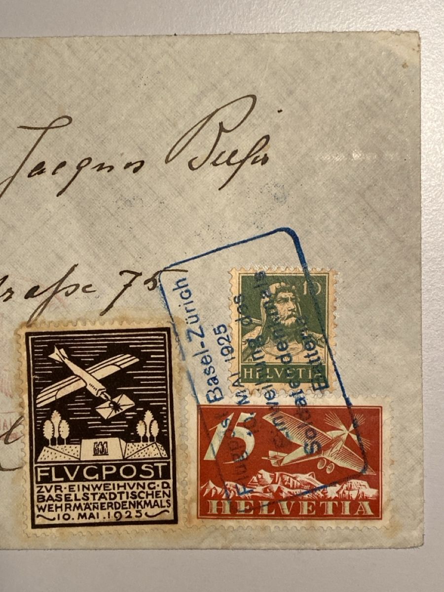 Tutti i francobolli: Schweiz 1925, Flugpost Briefumschlag, gest. Basel/Zürich – Usato da Emmenbrücke venduto da Raro-Valioso 1