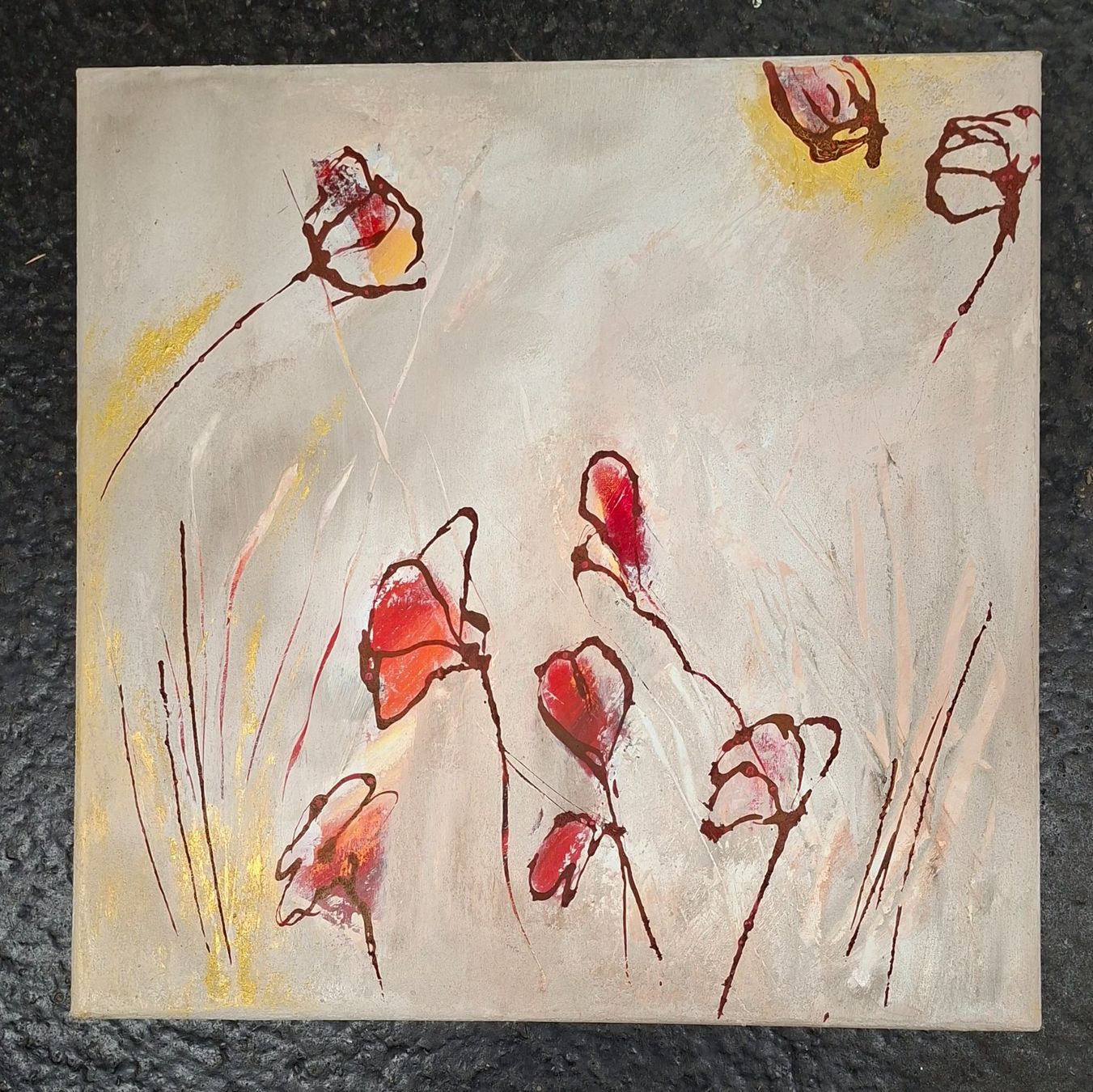 Dipinti: Schäffeler Chris, Eichberg, 2 x abstrakte Blumen, 2014, Dek – Usato da St. Gallen venduto da BlauesKreuzSG-App 1