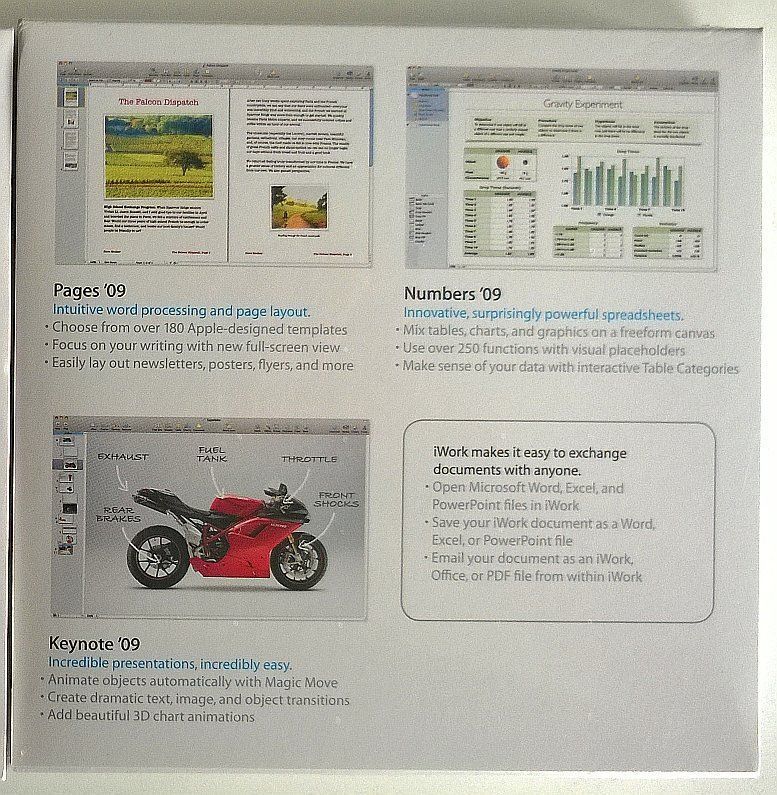 Apple Software: iWork '09 v9 0.3 DVD (Retail) full Version for Mac MB942Z/A – Nuovo e nell'imballaggio originale da Cointrin venduto da Alpt 1