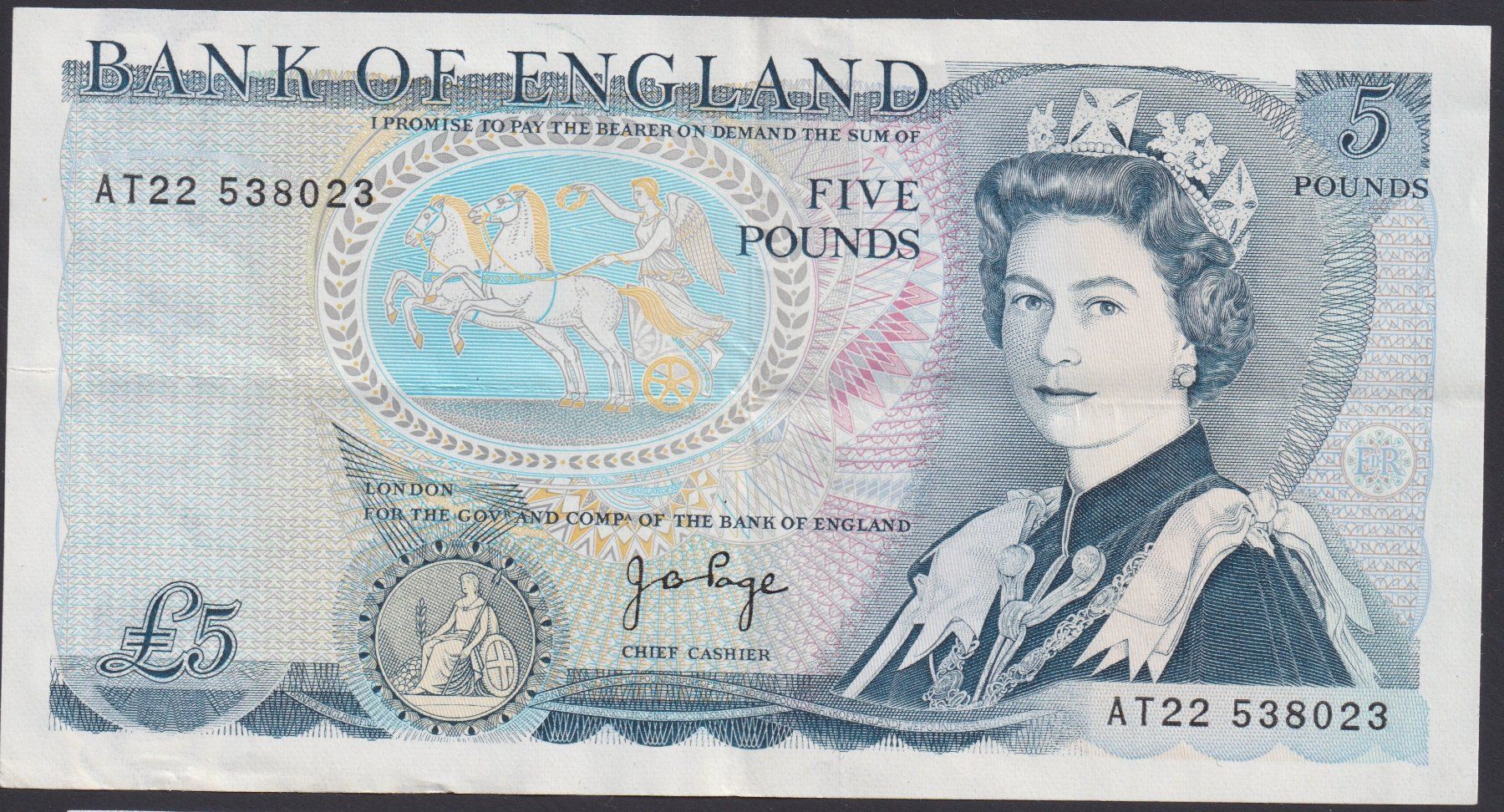 Banconote: England 5 Pounds 1971 – Usato da Brugg AG venduto da banknoten_muesli