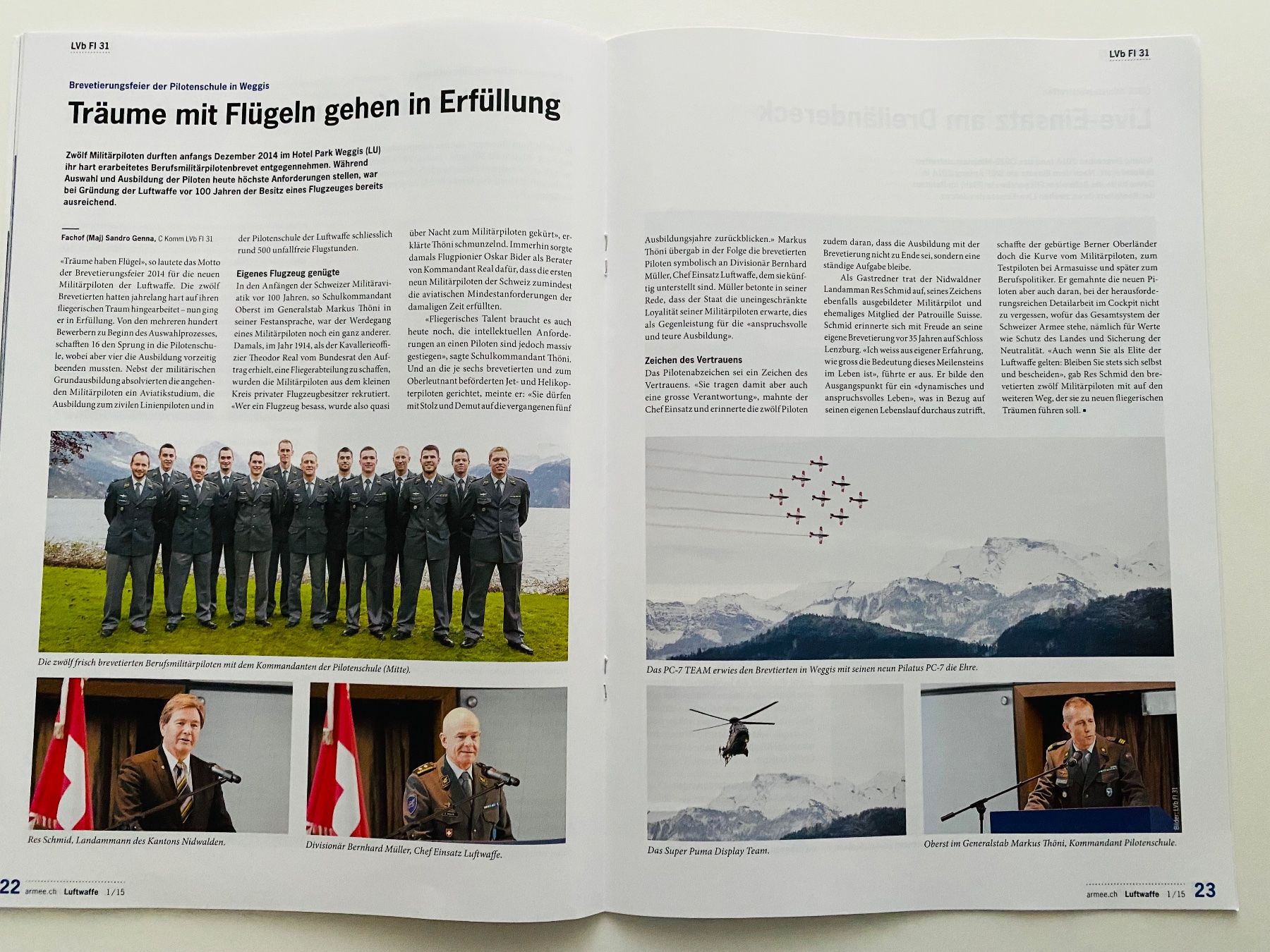 Schweizer Armee Documenti: Schweizer Luftwaffe Swiss Air Force Heft 44 Sei 2015 – Usato da Müswangen venduto da buyin 9