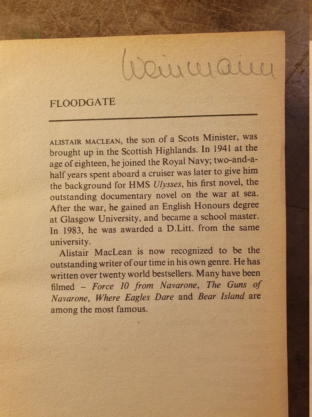 Libri: Floodgate - Alistair Maclean – Usato da Zürich venduto da loosebone 1