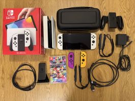 Nintendo Switch OLED + Ladestation + Joy-Con + Bag
