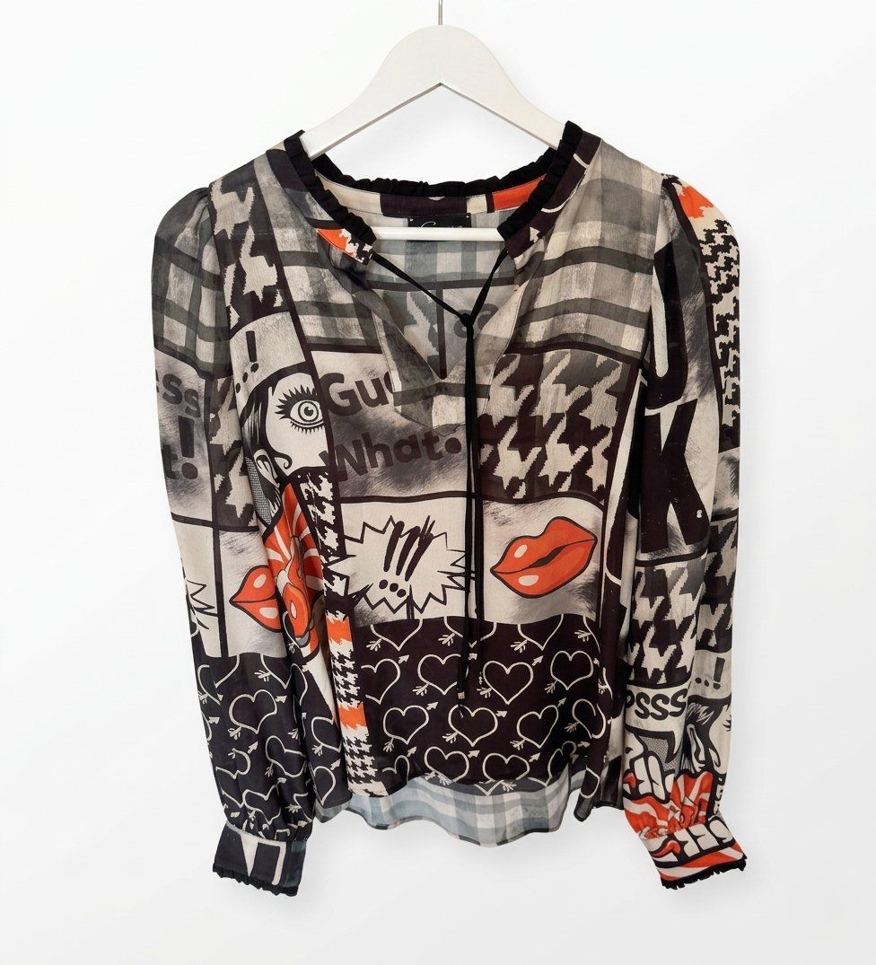 Grace Camicette: Grace camicia in misto seta con stampa bocche – Usato da Porza venduto da GioCa65