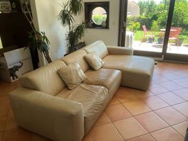 Canapé d'angle cuir beige d'occasion
