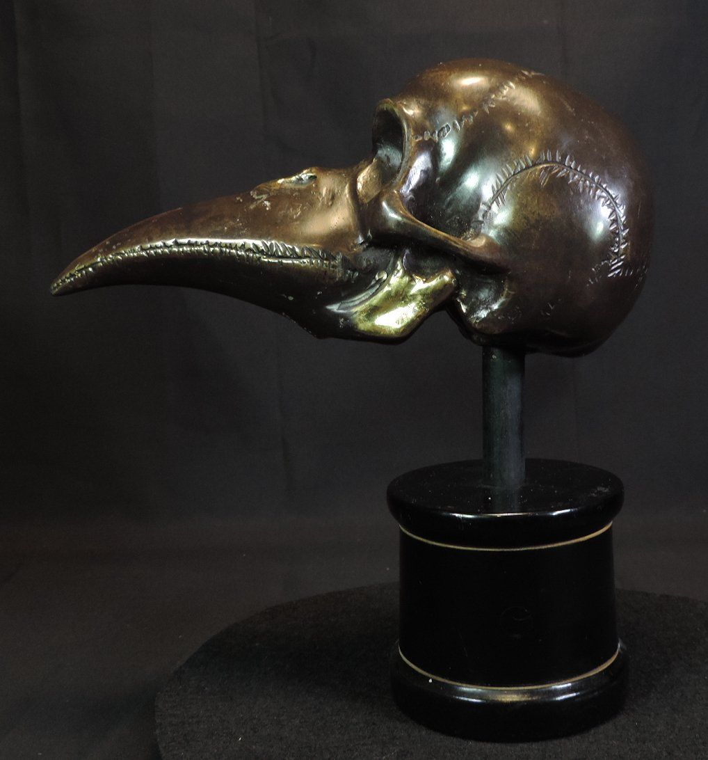 Statuette: Einzigartige Bronze, Pestdoktor Schädel Figur – Usato da Duggingen venduto da roterbambus 2