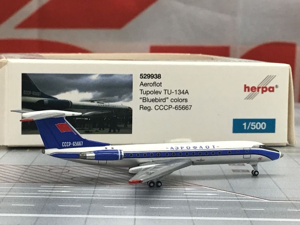 軍*姿様 Herpa Interflug Tupolev 134A 1/500 537018 Aviogenex Tupolev TU-134A YU-AJA Herpa 1:500 -飞机