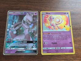2 Pokemon Karten Mewtu GX und Mew Holo guter Zustand