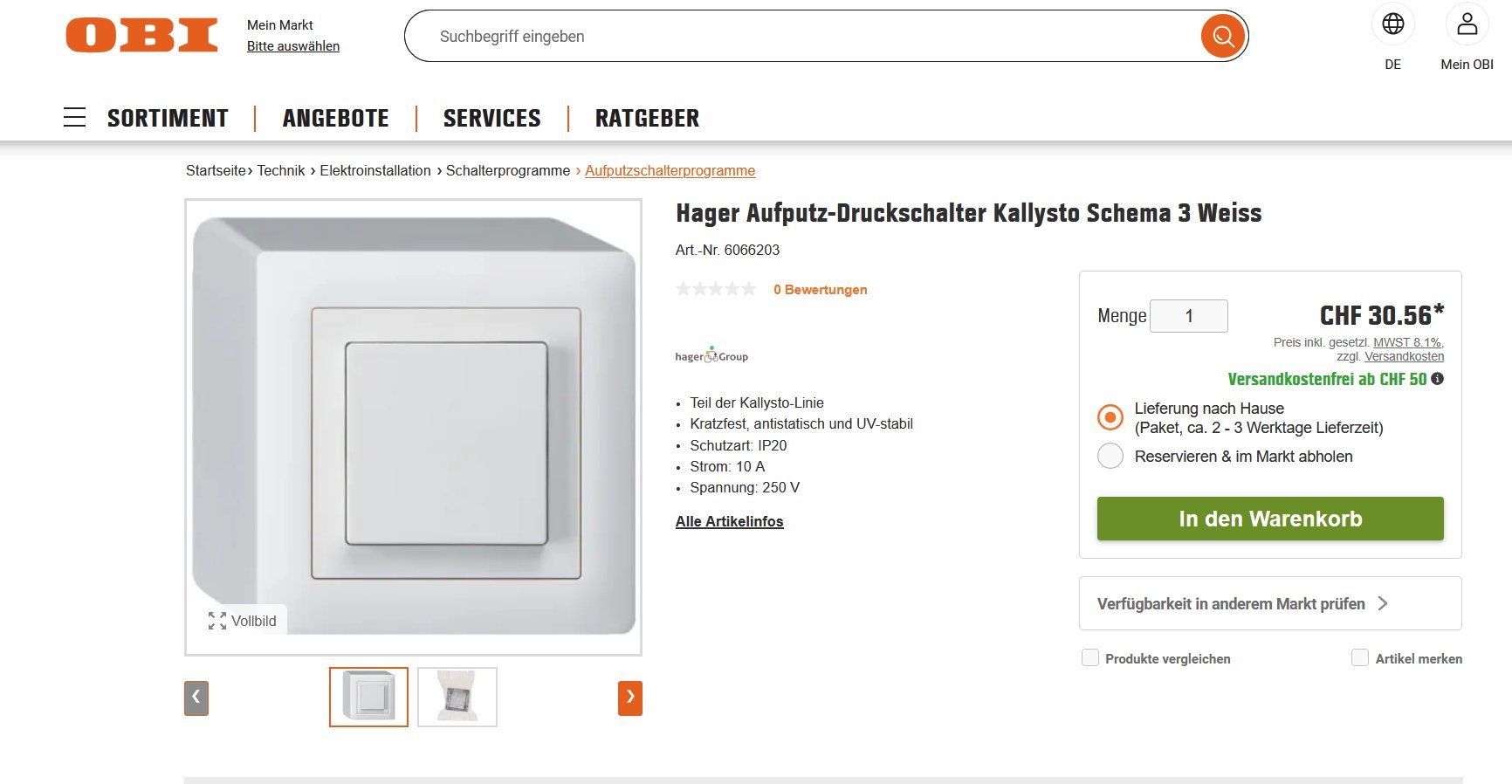 Hager Interruttori: Schalter + Steckdose Hager Kallysto AP weiss – Nuovo e nell'imballaggio originale da Schmitten FR venduto da SirLanzelot 7