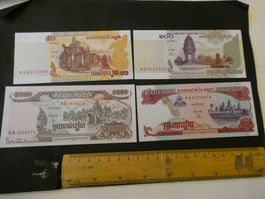 Kambodscha 1998-2002, Serie 50 bis 1000 Riels, unzirkuliert