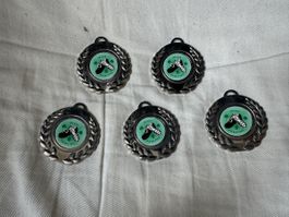 5 gleiche silberne Medaillen
