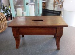 Antiker massiver Holzschemel, Fuss-Schemel