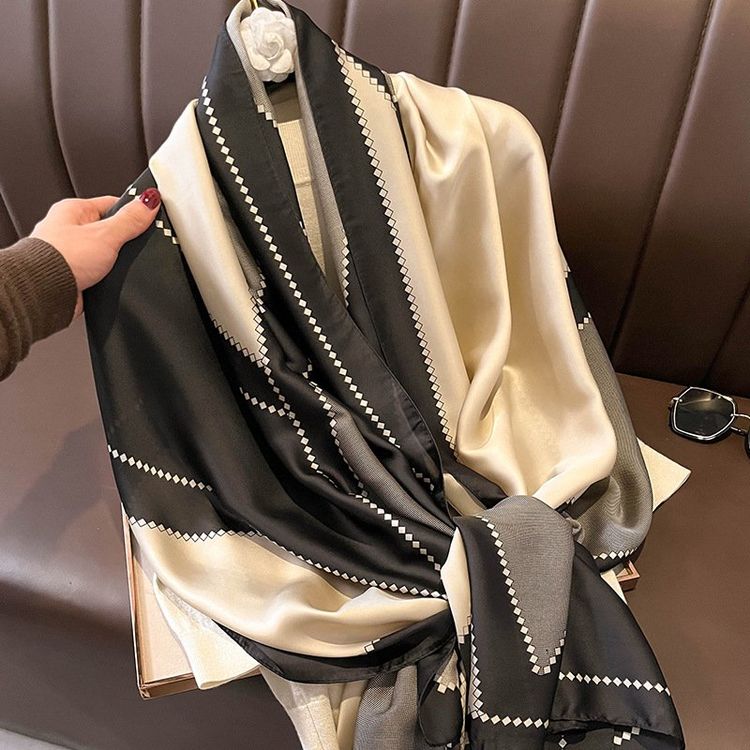Foulard En Soie 100% Pur - 180x90 Cm - Couleur Unie - Élégant Chic Pour Femme - Cadeau Luxe - Marque La Ferani