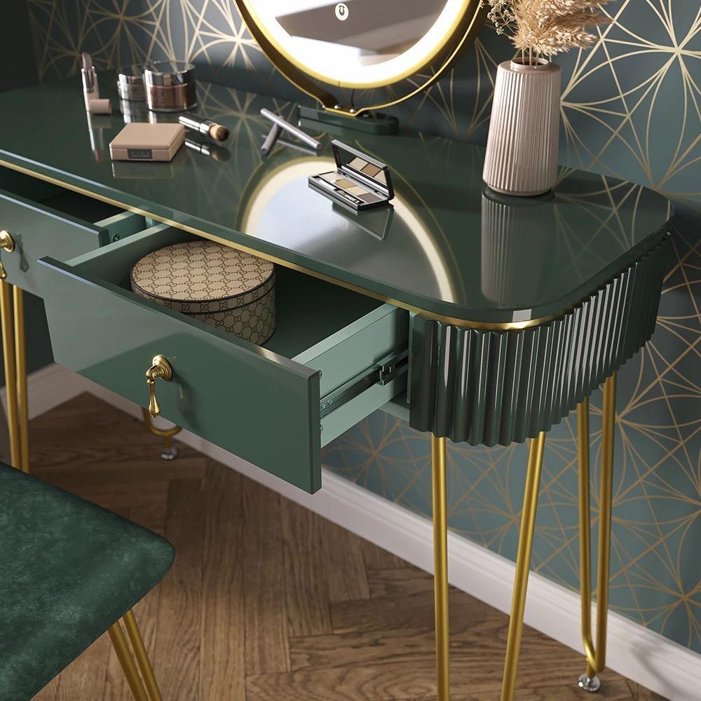 Tavoli da trucco: Coiffeuse vert foncé brillant 100 cm avec éclairage LED – Nuovo (secondo la descrizione) da Neuchâtel venduto da Anna87 1