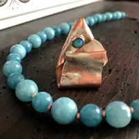 Collana giada + anello rame e larimar