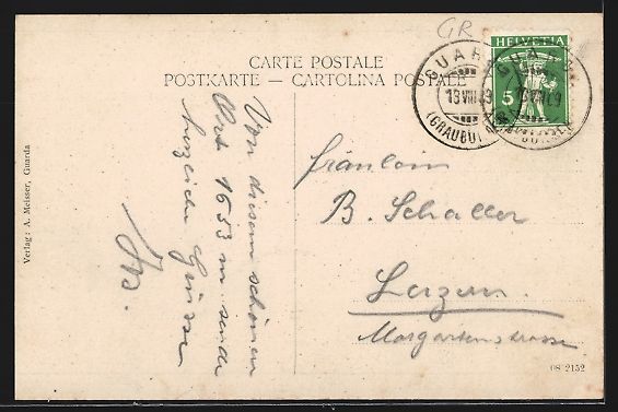 Cartoline postali: AK Guarda, Ortsansicht mit Kirche, 1909 – Usato da Berlin venduto da bartko-reher 1