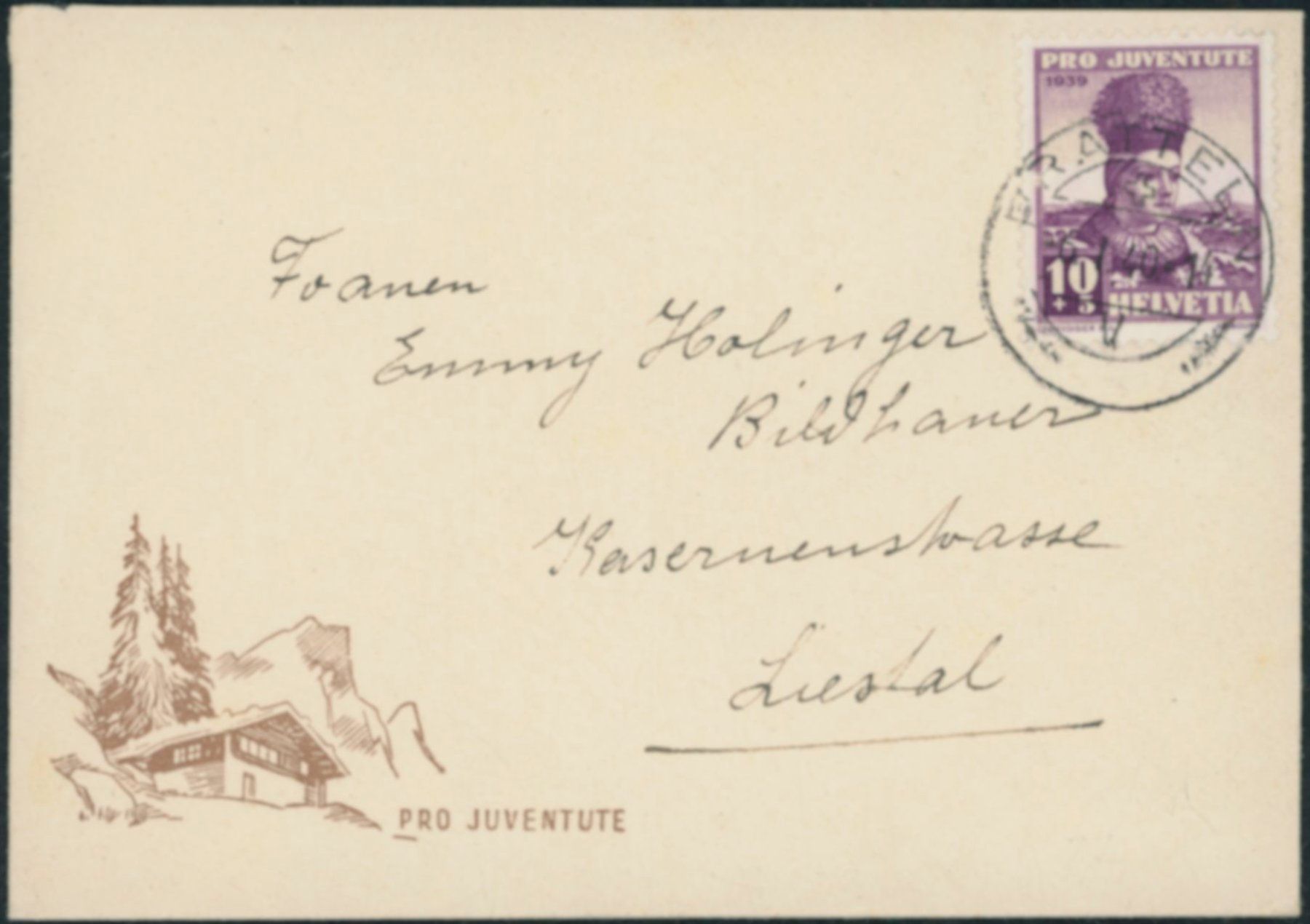 Tutti i francobolli: 1939 - Pro Juventute - Briefli - Pratteln BL – Usato da Schindellegi venduto da leecollect