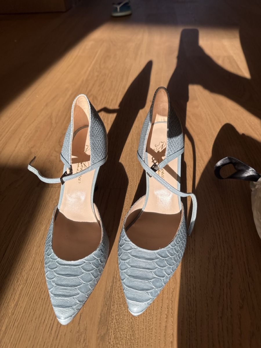 Scarpe da donna: Light blue leather heels – Nuovo e nell'imballaggio originale da Zürich venduto da VittoDS 1