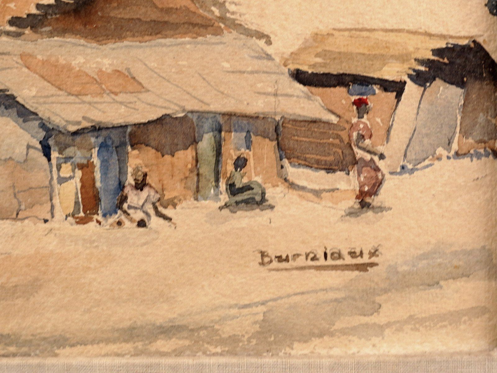 Gemälde: Aquarelle Burniaux. Village du Congo ? – Gebraucht aus Noville von ceram 2