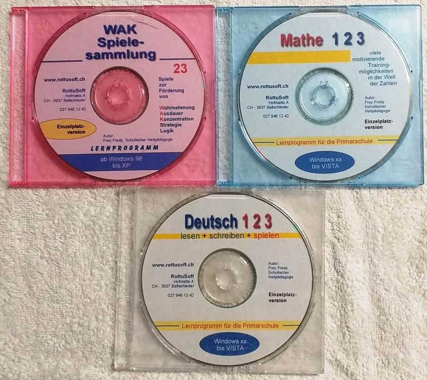 3 er Set CD Room: Math, Deutsch und WAK Spielesammlung (Gebraucht) in ...