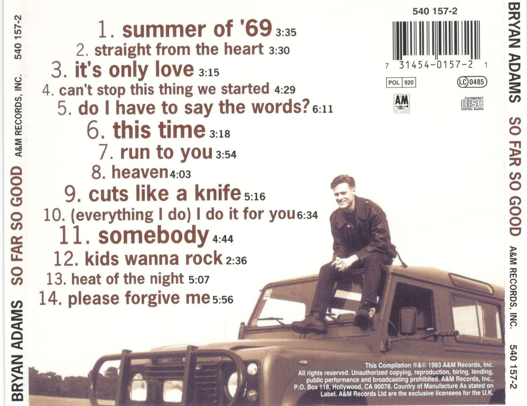 CD: Bryan Adams CD So Far So Good – Usato da St. Margarethen TG venduto da ursk10 1