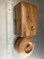 Alte Holzschatulle mit Schlüssel & Dose, Vintage Look