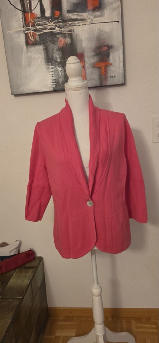 Peter Hahn Giacche: Peter Hahn Strickblazer Baumwolle pink Grösse 40  – Usato da St. Gallen venduto da mania03
