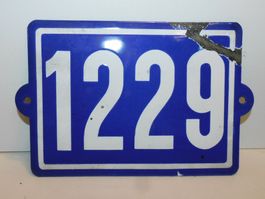 Email Hausschild antikes Email Schild Nummer 1229