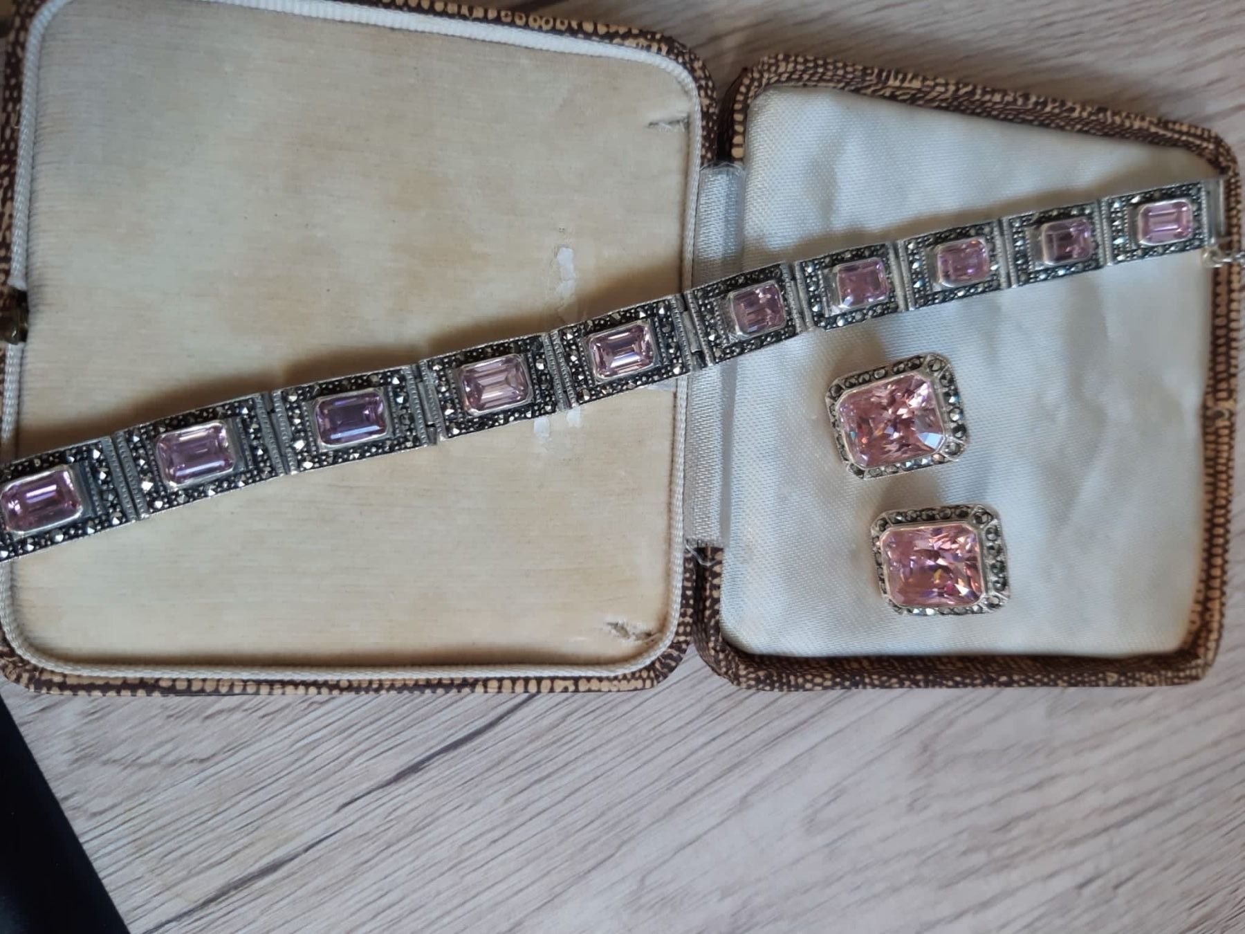 Orecchini pendenti & Orecchini a lobo: silber Armband + Ohrringe, rosé Glassteine – Usato da Birrwil venduto da flint54 1