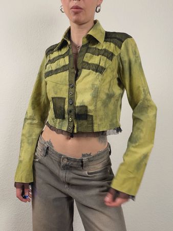 Tie-Dye Cropped shirt With Mesh