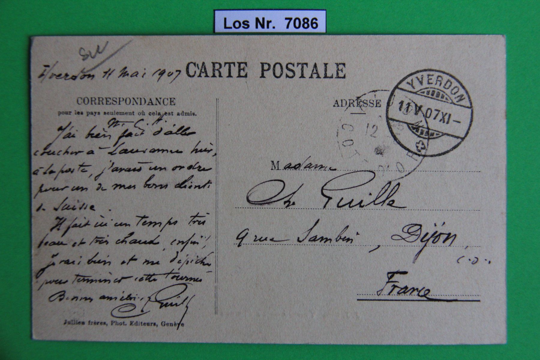 Cartoline postali: CH Ansichtskarte Yverdon um 1905                    Los 7086 – Usato da Volken venduto da jukon65 1