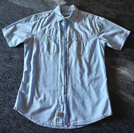 Next Kurzarmhemd Herren Gr. S Hellblau Baumwolle