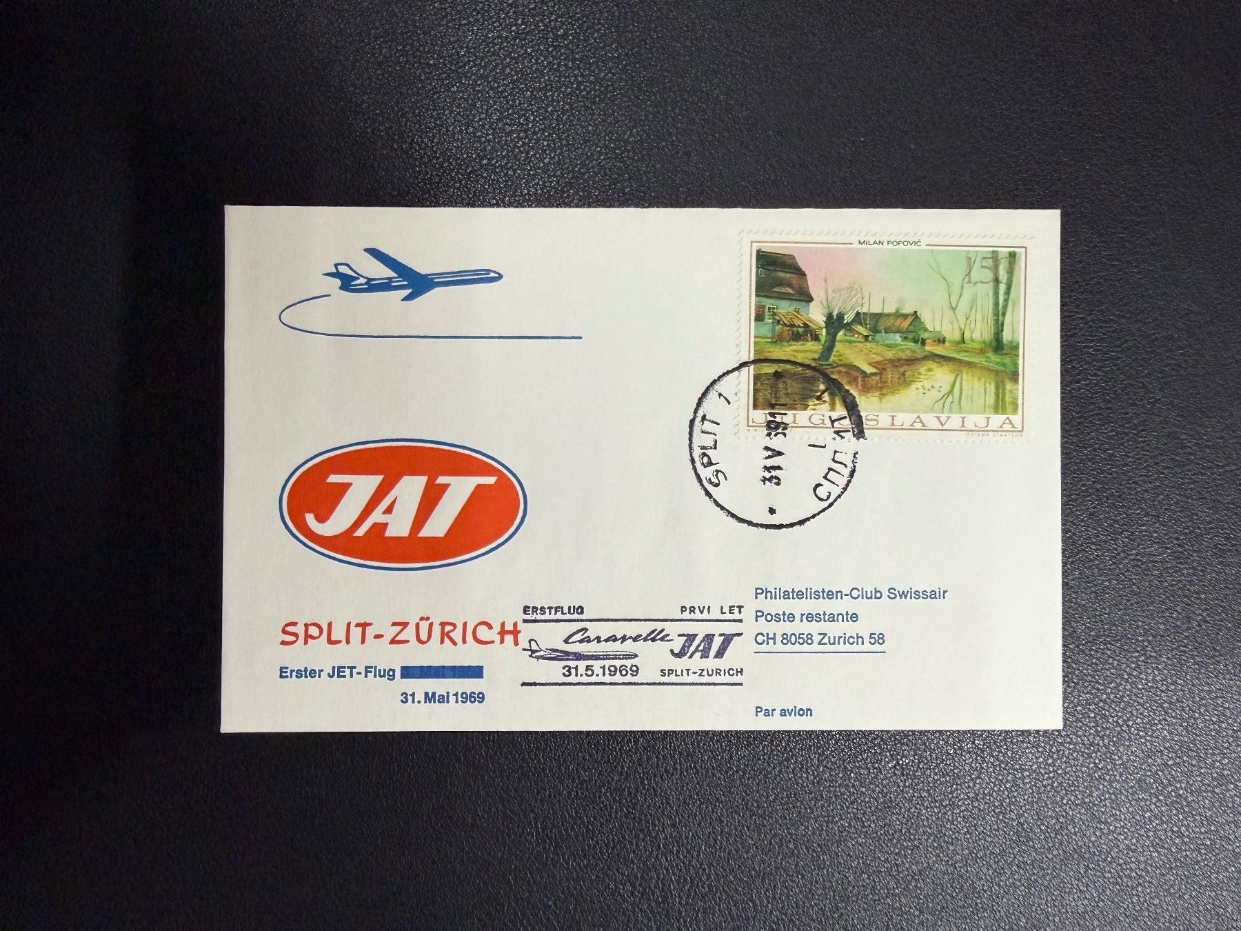 Tutti i francobolli: JAT Erstflugbrief Split - Zürich 1969 – Usato da oberrüti venduto da jeanmei