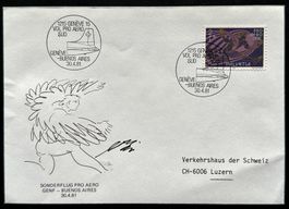 Hans Erni Couvert mit original Unterschrift /Signatur