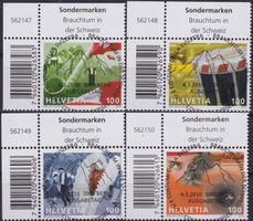2010, Nr.1344-1347 "Brauchtum" mit ET-Voll-Stempel +ECKTABS.