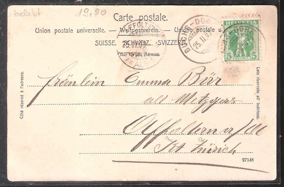 Cartoline postali: 25.2.1903?BUCHS SG/Bahnhofstrasse/belebt – Usato da Zürich venduto da Hagliweg 2