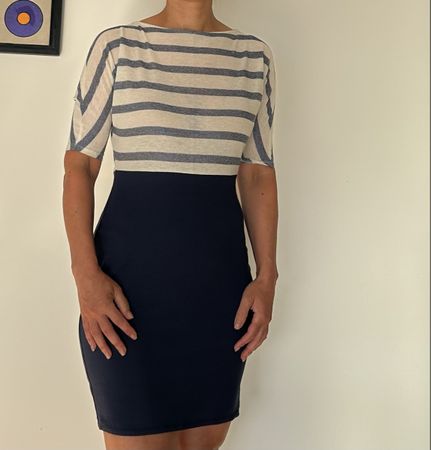 SOMMER DRESS GREEK STYLE WEISS BLAU NEBU GR S / 38