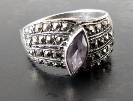 Vintage Silber Ring mit Amethyst und Markasiten