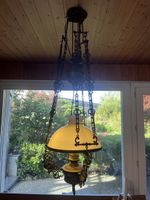Hängelampe Messing Jugendstil Opalglas 1900er guter Zustand