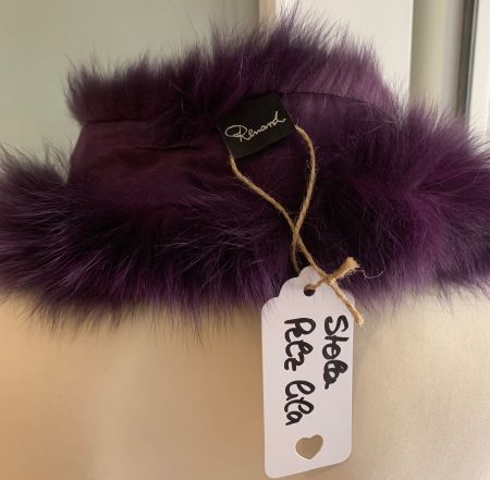 Stola "Renard" Kunstpelz lila mit Samtband zu Kleid Rock