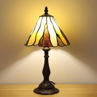 Tischlampe Vintage Glaslampenschirm Dekorative Antik Bronze