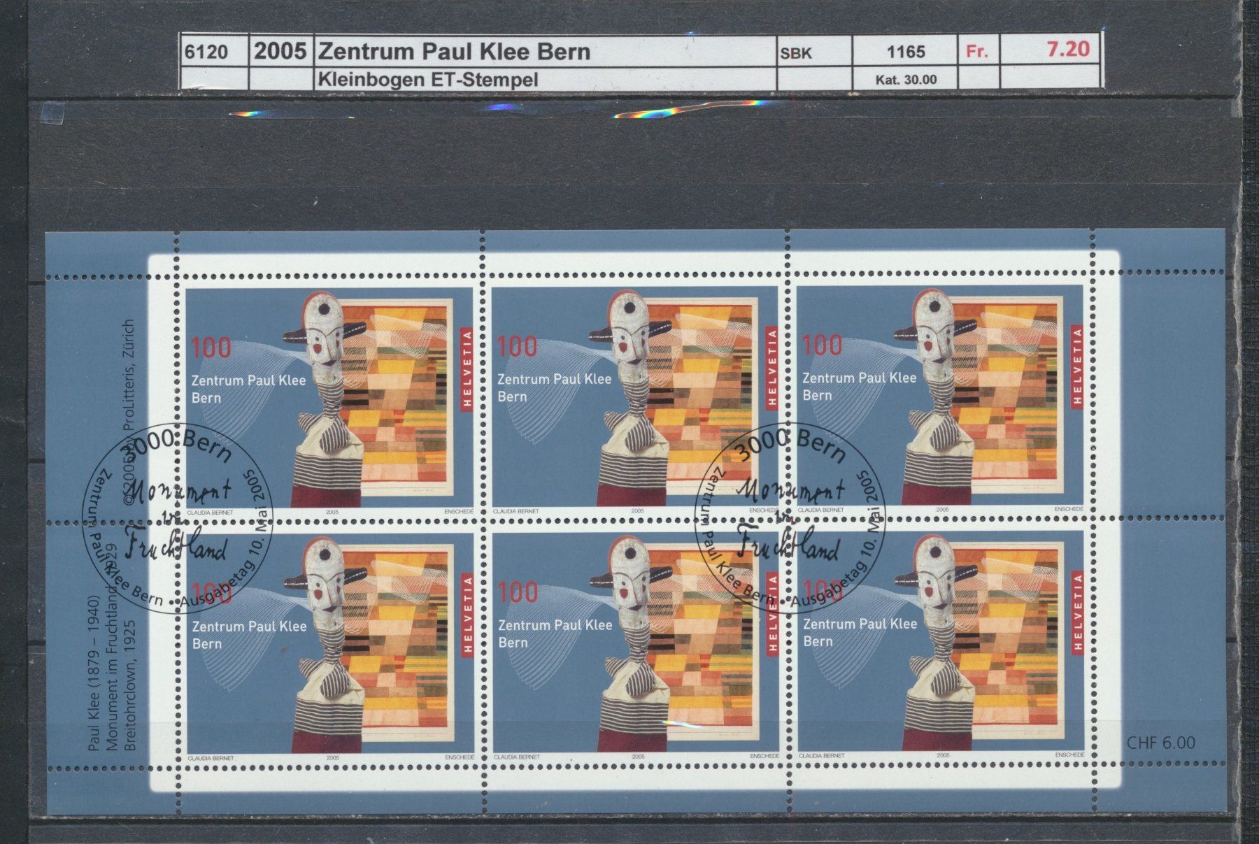 Tutti i francobolli: 2005 "Zentrum Paul Klee, Bern", Kleinbogen, ET - Stempel – Usato da Winterthur venduto da Zupogeru