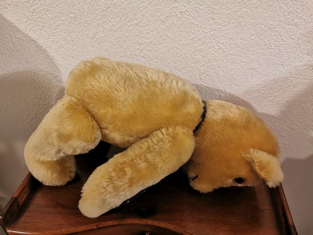 vendu) ours miniature en mohair de 14 cm, réalisé à l'ancienne